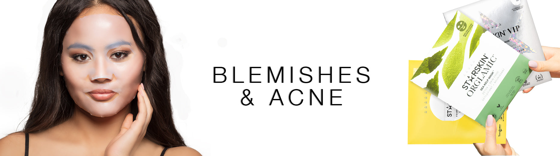 banner acne model and bio cellose sheet mask