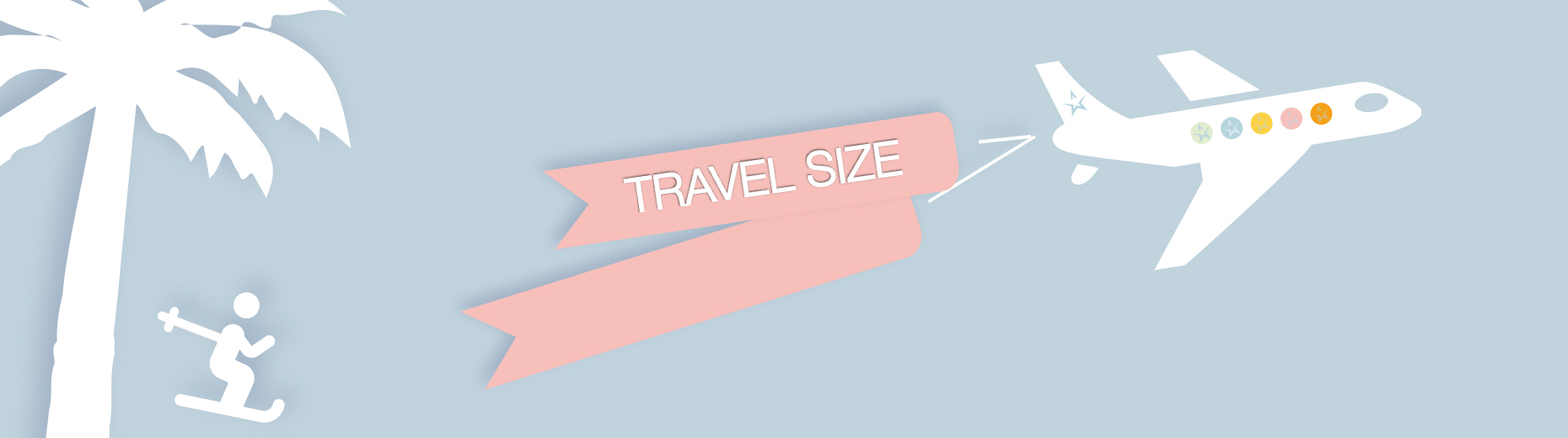 banner travelsize collection with plane winter and summer holiday