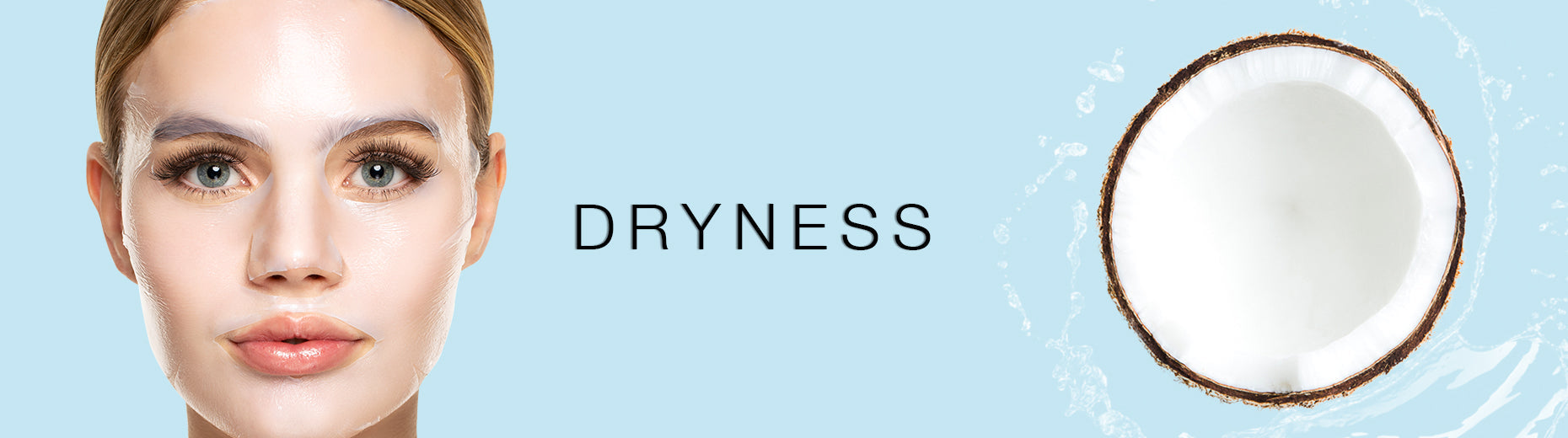 dryness banner model wearing bio cellose sheet mask