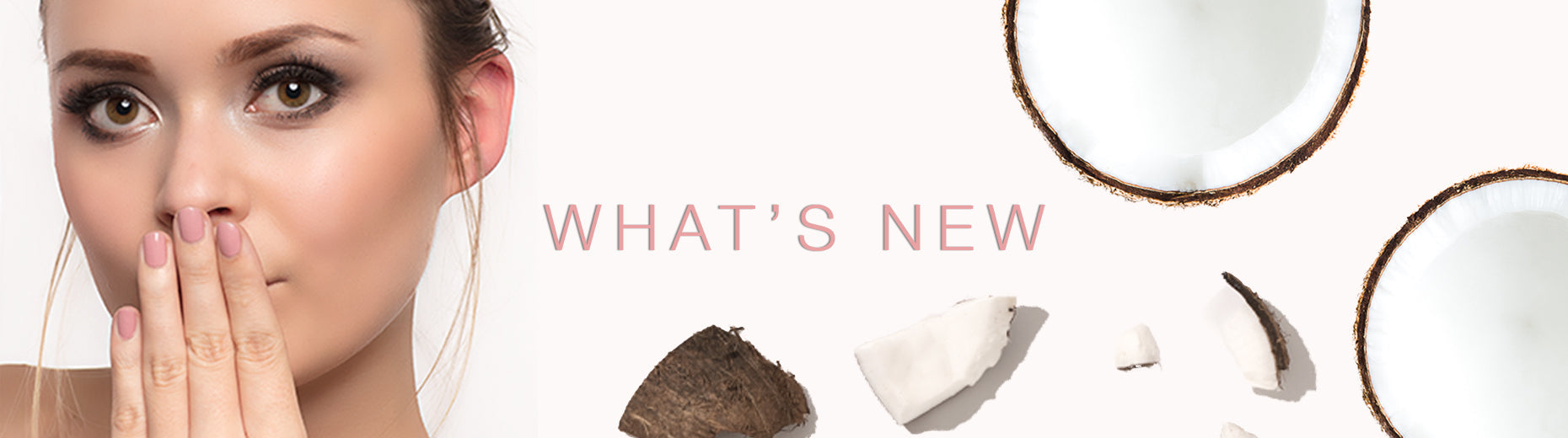 banner what's new with a image of coconuts