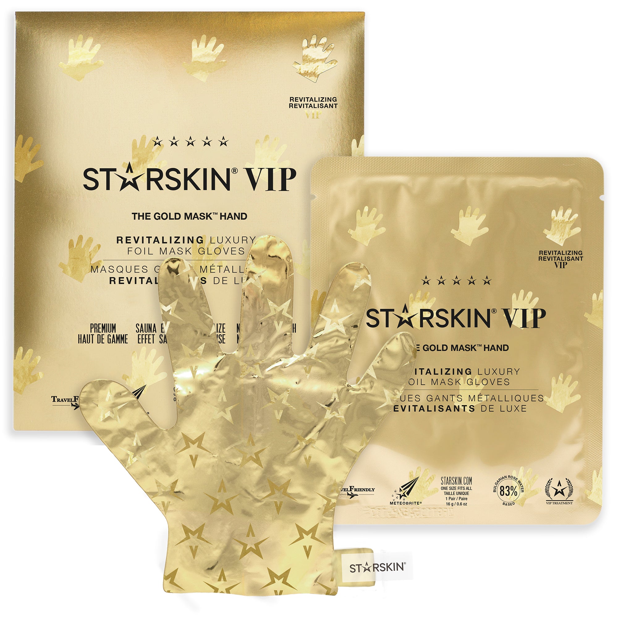 The VIP Gold Mask Hand from Starskin being showcased