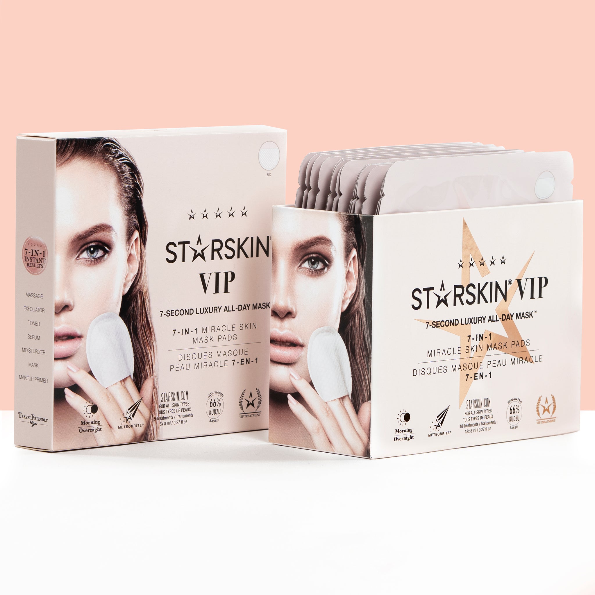 Starskin's 7 Seconds Mask being displayed. On the right is the product box open and on the left a different packaging of the product.  